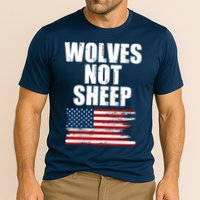Wolves Not Sheep Distressed American USA Flag Cooling Performance Crew T-Shirt