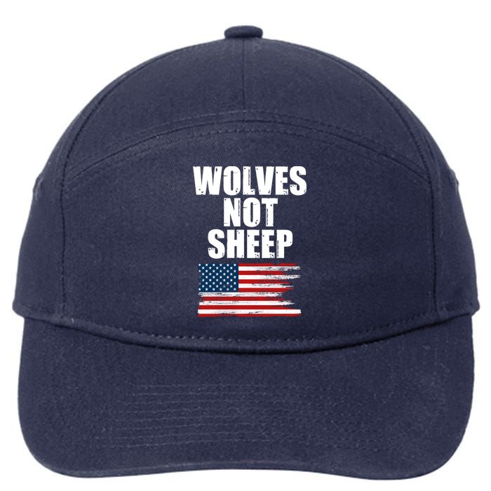 Wolves Not Sheep Distressed American USA Flag 7-Panel Snapback Hat