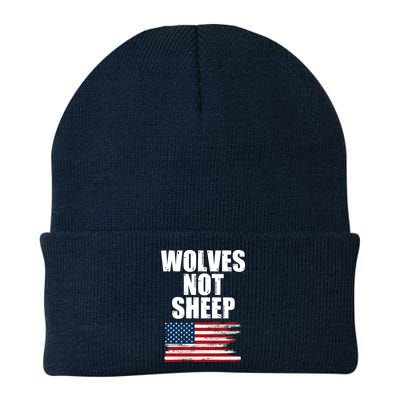 Wolves Not Sheep Distressed American USA Flag Beanie