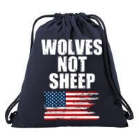 Wolves Not Sheep Distressed American USA Flag Drawstring Bag