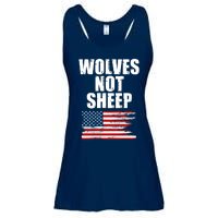 Wolves Not Sheep Distressed American USA Flag Ladies Essential Flowy Tank