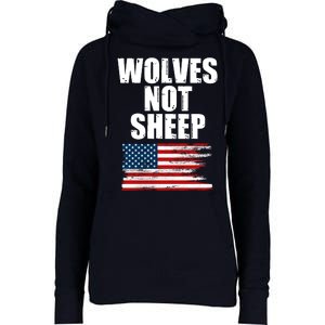 Wolves Not Sheep Distressed American USA Flag Womens Funnel Neck Pullover Hood