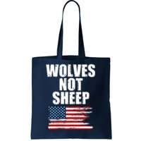 Wolves Not Sheep Distressed American USA Flag Tote Bag