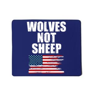 Wolves Not Sheep Distressed American USA Flag Mousepad