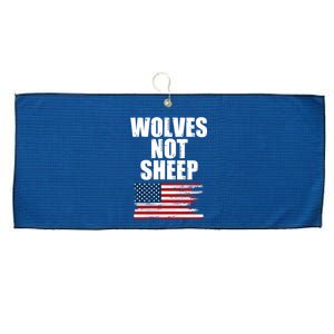 Wolves Not Sheep Distressed American USA Flag Large Microfiber Waffle Golf Towel