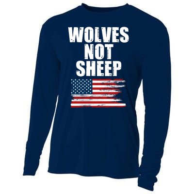 Wolves Not Sheep Distressed American USA Flag Cooling Performance Long Sleeve Crew