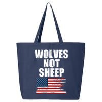 Wolves Not Sheep Distressed American USA Flag 25L Jumbo Tote