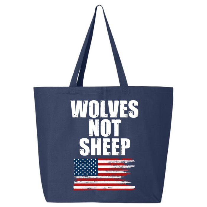 Wolves Not Sheep Distressed American USA Flag 25L Jumbo Tote