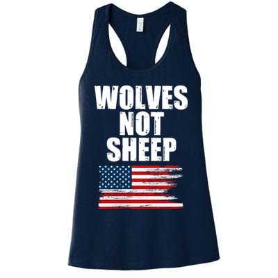 Wolves Not Sheep Distressed American USA Flag Womens Tank Top