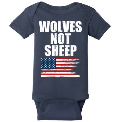 Wolves Not Sheep Distressed American USA Flag Baby Bodysuit
