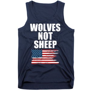 Wolves Not Sheep Distressed American USA Flag Tank Top