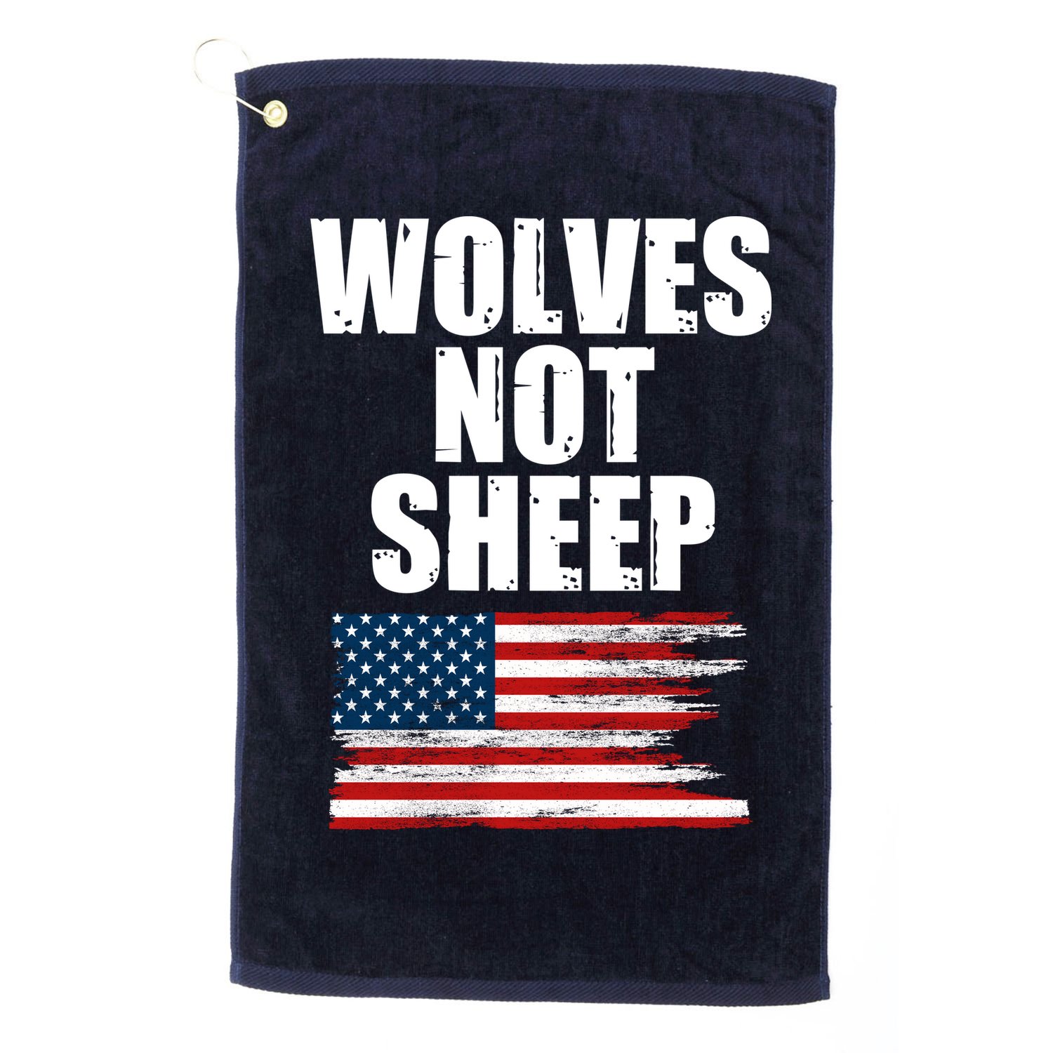 Wolves Not Sheep Distressed American USA Flag Golf Towel