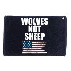 Wolves Not Sheep Distressed American USA Flag Grommeted Golf Towel