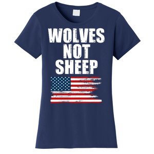 Wolves Not Sheep Distressed American USA Flag Women's T-Shirt