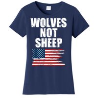 Wolves Not Sheep Distressed American USA Flag Women's T-Shirt