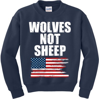 Wolves Not Sheep Distressed American USA Flag Kids Sweatshirt