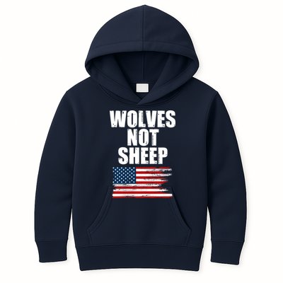 Wolves Not Sheep Distressed American USA Flag Kids Hoodie