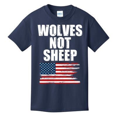 Wolves Not Sheep Distressed American USA Flag Kids T-Shirt