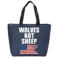 Wolves Not Sheep Distressed American USA Flag Zip Tote Bag