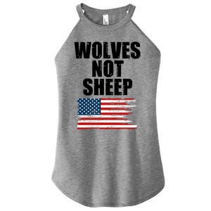 Wolves Not Sheep Distressed American USA Flag Women's Perfect Tri Rocker Tank