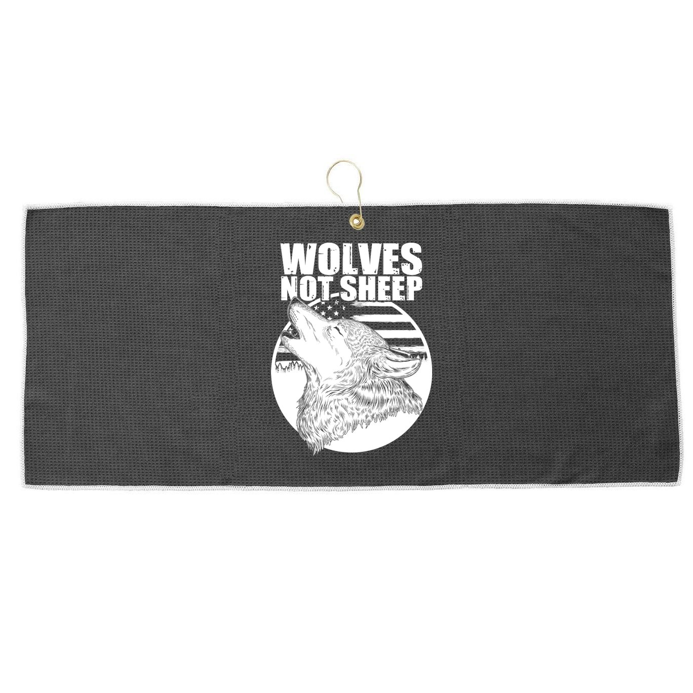 Wolves Not Sheep Large Microfiber Waffle Golf Towel