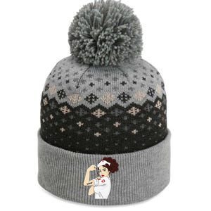 Womens Nurse Strong Woman Warrior Love Nursing The Baniff Cuffed Pom Beanie