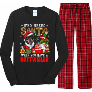 Who Needs Santa When You Have A Rottweiler Xmas Gnomes Gift Long Sleeve Pajama Set