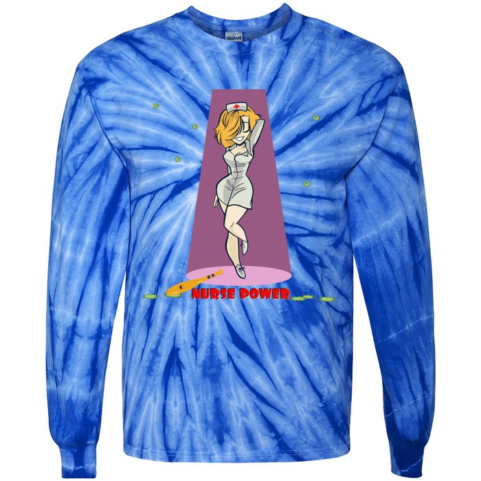 Wo Nurse Superpower Gift Tie-Dye Long Sleeve Shirt