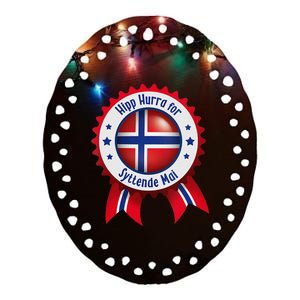 Women Norwegian Syttende Mai Celebration Ceramic Oval Ornament