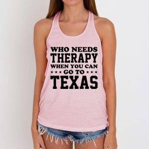 Who Needs Therapy When You Can Go To Texas Women's Knotted Racerback Tank