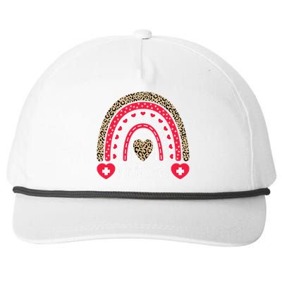 Women Nurse Tee Nurses Week Rainbow Leopard School Nurse Day Snapback Five-Panel Rope Hat