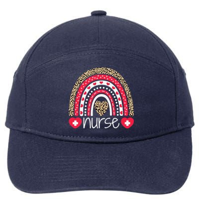 Women Nurse Tee Nurses Week Rainbow Leopard School Nurse Day 7-Panel Snapback Hat