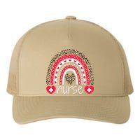 Women Nurse Tee Nurses Week Rainbow Leopard School Nurse Day Yupoong Adult 5-Panel Trucker Hat