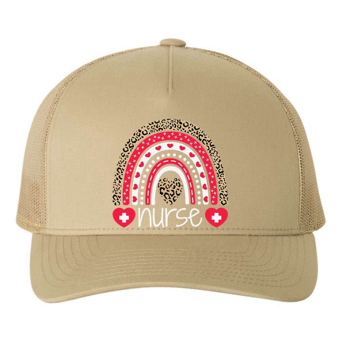 Women Nurse Tee Nurses Week Rainbow Leopard School Nurse Day Yupoong Adult 5-Panel Trucker Hat