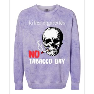 World No Tobacco Day Skull Smoking Gift Idea Gift Colorblast Crewneck Sweatshirt