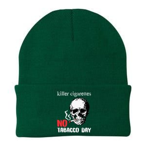 World No Tobacco Day Skull Smoking Gift Idea Gift Knit Cap Winter Beanie