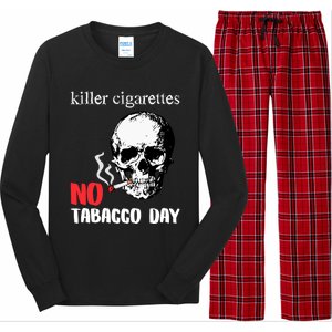 World No Tobacco Day Skull Smoking Gift Idea Gift Long Sleeve Pajama Set