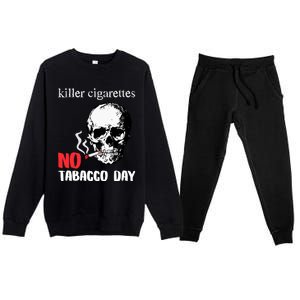 World No Tobacco Day Skull Smoking Gift Idea Gift Premium Crewneck Sweatsuit Set