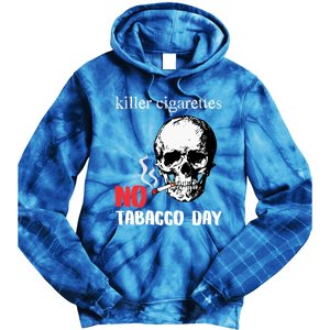 World No Tobacco Day Skull Smoking Gift Idea Gift Tie Dye Hoodie