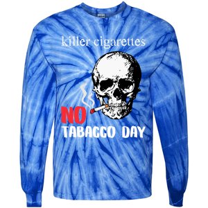 World No Tobacco Day Skull Smoking Gift Idea Gift Tie-Dye Long Sleeve Shirt