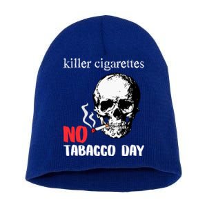 World No Tobacco Day Skull Smoking Gift Idea Gift Short Acrylic Beanie