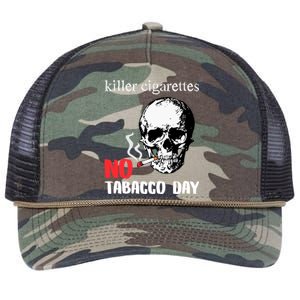 World No Tobacco Day Skull Smoking Gift Idea Gift Retro Rope Trucker Hat Cap