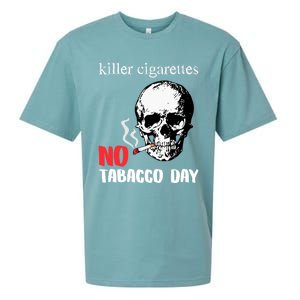 World No Tobacco Day Skull Smoking Gift Idea Gift Sueded Cloud Jersey T-Shirt