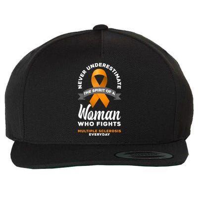 Wo Never Underestimate A Fights Multiple Sclerosis Gift Wool Snapback Cap
