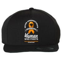 Wo Never Underestimate A Fights Multiple Sclerosis Gift Wool Snapback Cap