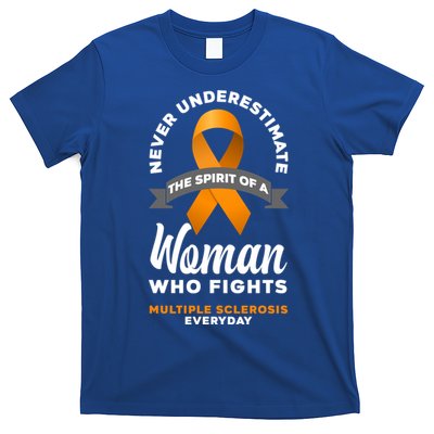 Wo Never Underestimate A Fights Multiple Sclerosis Gift T-Shirt