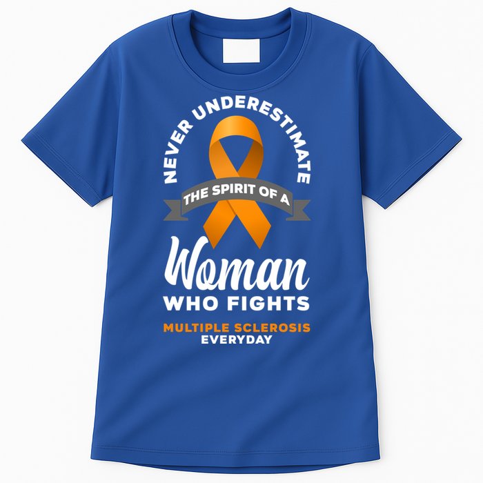 Wo Never Underestimate A Fights Multiple Sclerosis Gift Tall T-Shirt