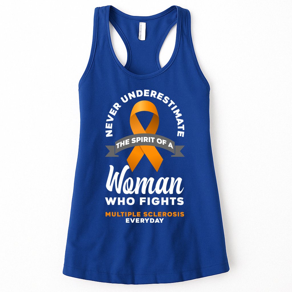 Wo Never Underestimate A Fights Multiple Sclerosis Gift Womens Tank Top