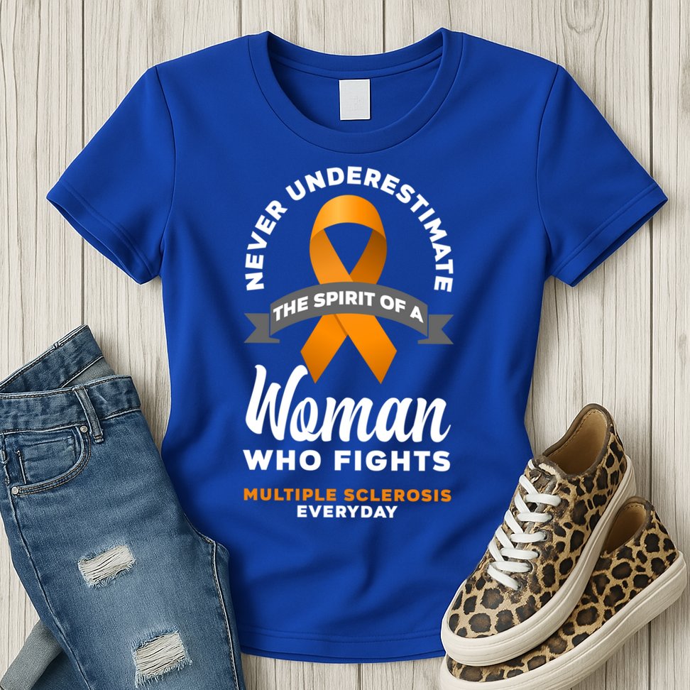 Wo Never Underestimate A Fights Multiple Sclerosis Gift Womens T-Shirt