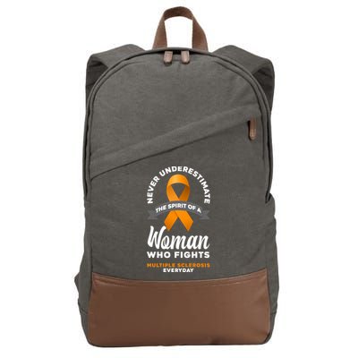 Wo Never Underestimate A Fights Multiple Sclerosis Gift Cotton Canvas Backpack